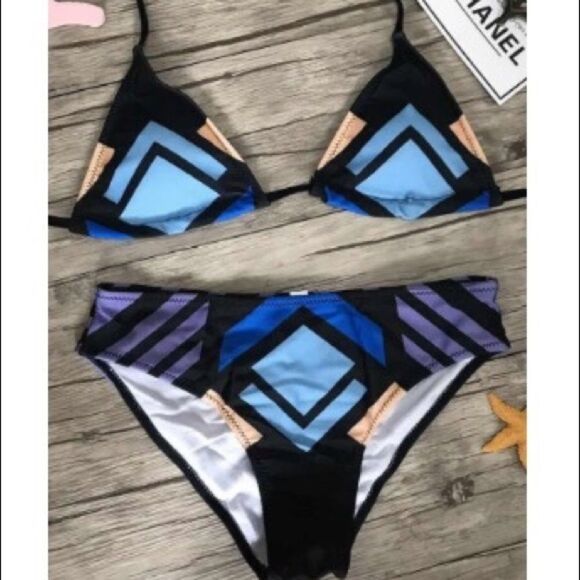 Other - Geo Pattern Bikini Black Blue Purple